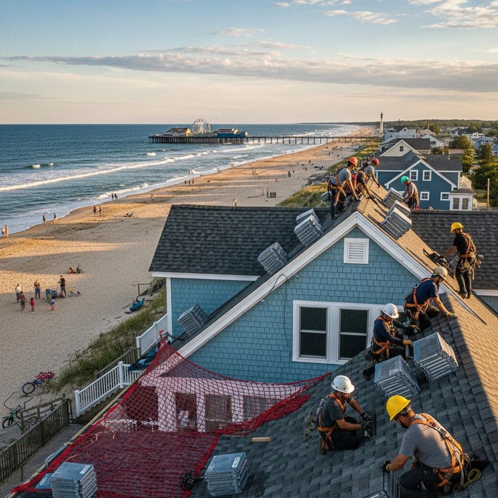 Completed roof on Old Orchard Beach home showing quality work.