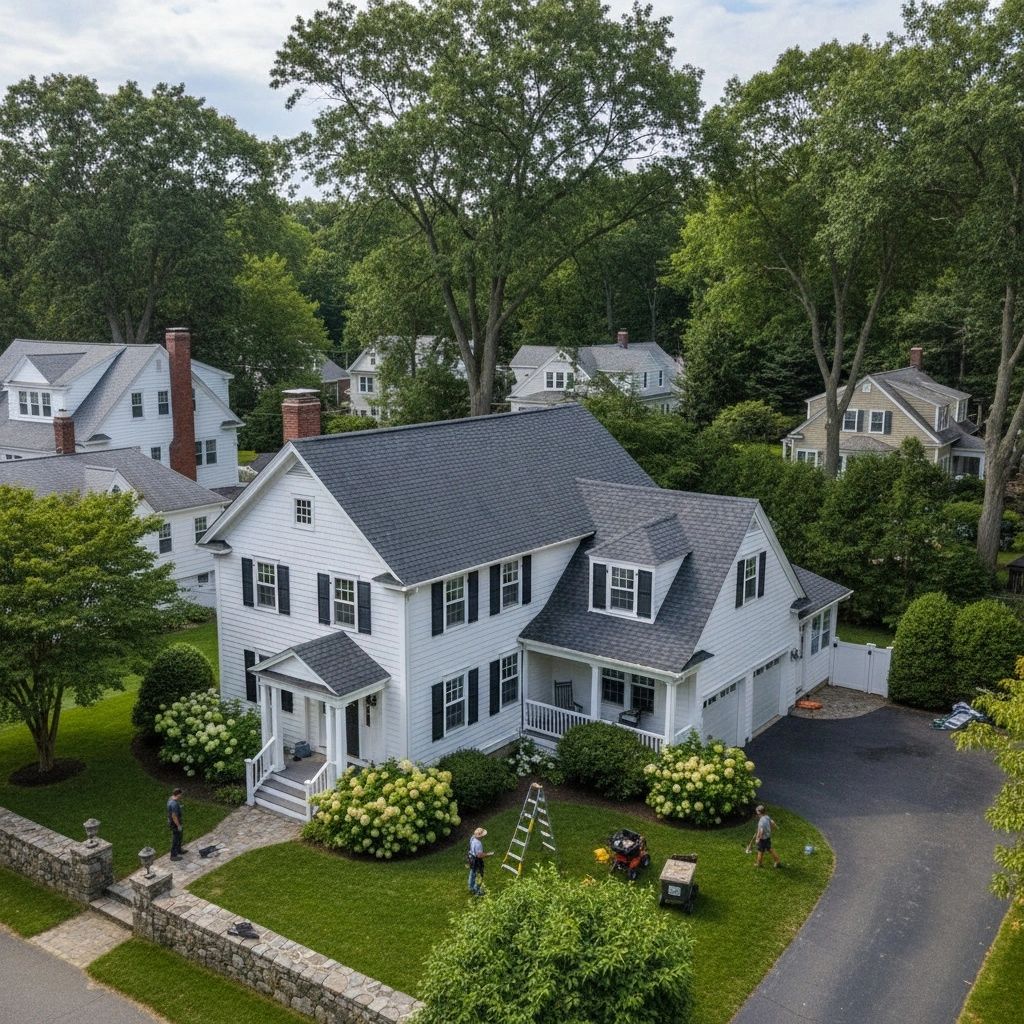 Maine home with new professional roof replacement system.