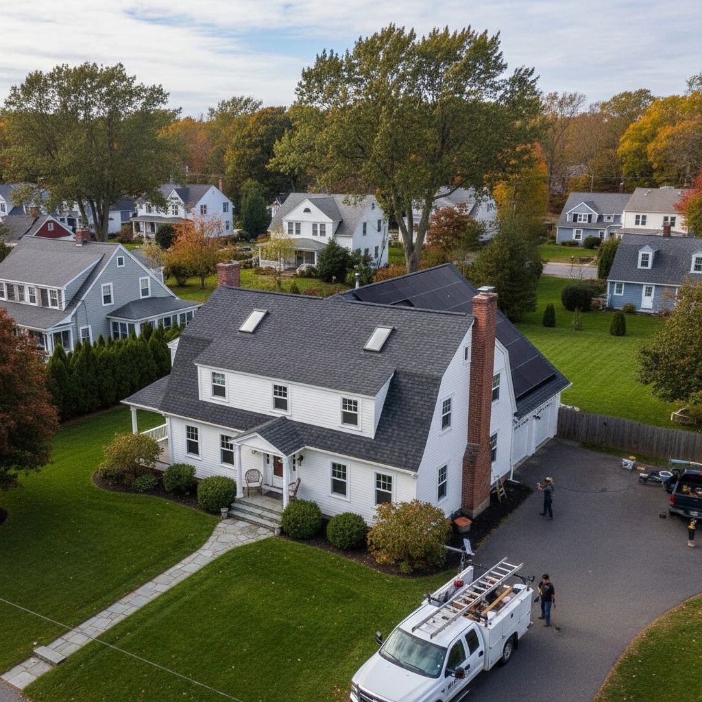 South Portland home with new professional roof replacement system.